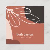 抽象芸術モダンテラコタの白いオーガニック図形 スクエア名刺 (正面)