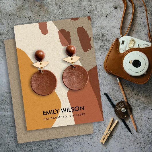 抽象芸術モダンテラコッタアートイヤリングディスプレイ 名刺