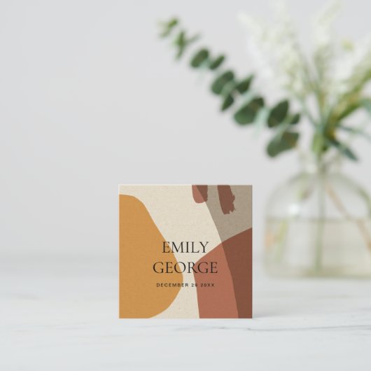 抽象芸術モダンテラコッタアート結婚のウェブサイト スクエア名刺 (スタンド正面)