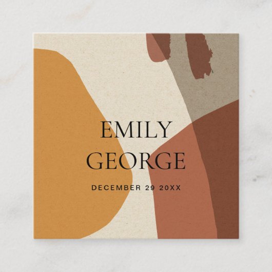 抽象芸術モダンテラコッタアート結婚のウェブサイト スクエア名刺 (正面)