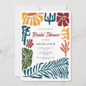 抽象芸術モダンテラコッタフローラブライダルシャワー 招待状 (正面)