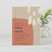 抽象芸術モダンテラコッタブライダルシャワー招待状 サンキューカード (スタンド正面)