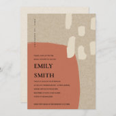 抽象芸術モダンテラコッタブライダルシャワー招待状 サンキューカード (正面/裏面)