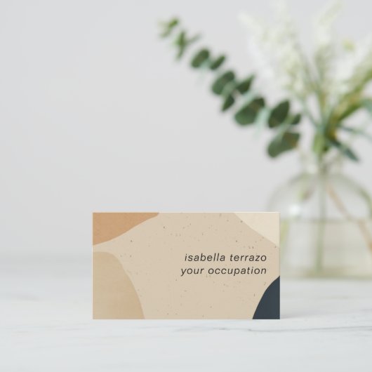 抽象芸術モダンテラコッタブラックシェイプ 名刺 (スタンド正面)