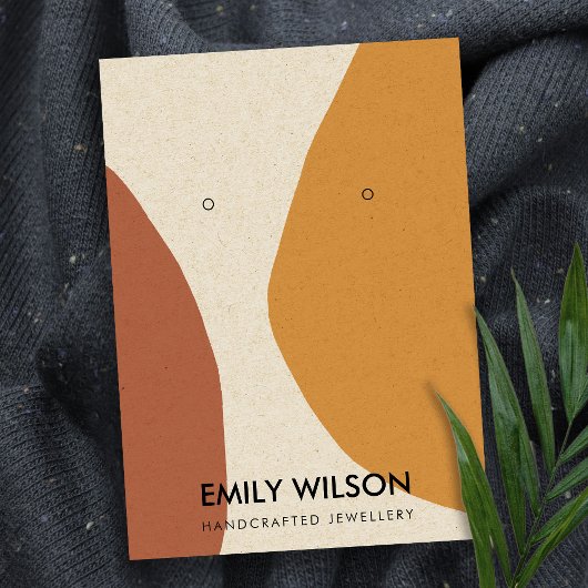 抽象芸術モダンテラコッタレッドアートイヤリングディスプレイ 名刺