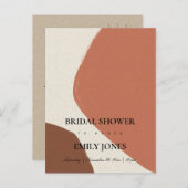 抽象芸術モダンテラコッタレッドブライダルシャワー インビテーションポストカード (正面/裏面)