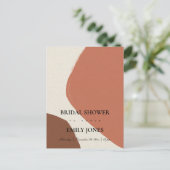 抽象芸術モダンテラコッタレッドブライダルシャワー インビテーションポストカード (スタンド正面)