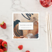 抽象芸術モダンテラコッタ海軍金ゴールド結婚ズ スタンダードカクテルナプキン (インサイチュ)