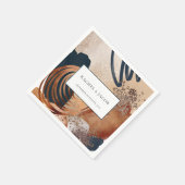 抽象芸術モダンテラコッタ海軍金ゴールド結婚ズ スタンダードカクテルナプキン (角)