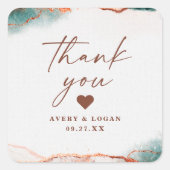 抽象芸術モダンテラコッタ秋の結婚式サンキュー スクエアシール (正面)