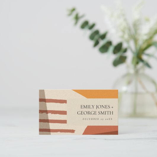 抽象芸術モダンテラコッタ結婚アートの結婚式 名刺 (スタンド正面)