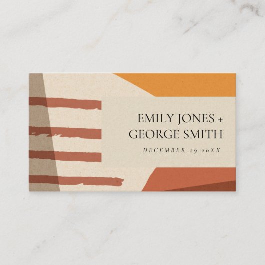 抽象芸術モダンテラコッタ結婚アートの結婚式 名刺 (正面)