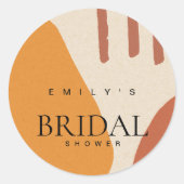 抽象芸術モダンテラコッタ芸術的ブライダルシャワー ラウンドシール (正面)