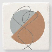 抽象芸術モダンテラコッタ&グレー – ダンサー ストーンコースター (正面)