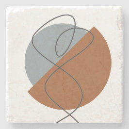 抽象芸術モダンテラコッタ&グレー – ダンサー ストーンコースター