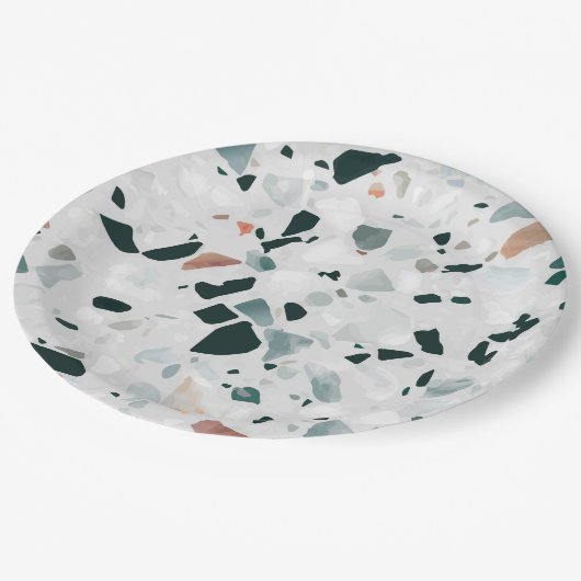 抽象芸術モダンテラゾパターン ペーパープレート (アングル)