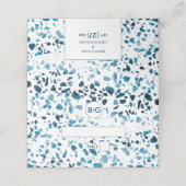 抽象芸術モダンテラゾモザイクブルー結婚ズプレイス プレイスカード (外部開封)