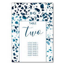 抽象芸術モダンテラゾモザイクブルー結婚ズ