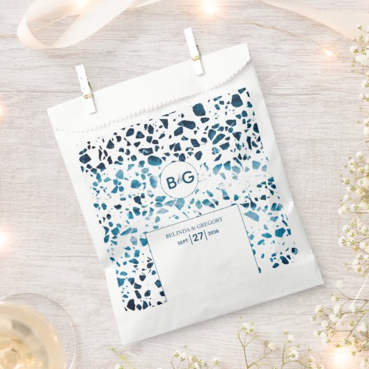 抽象芸術モダンテラゾモザイクブルー結婚ズ フェイバーバッグ (クリップ留めされた状態)