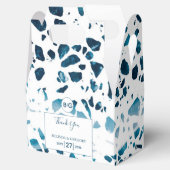 抽象芸術モダンテラゾモザイクブルー結婚ズ フェイバーボックス (オープン)