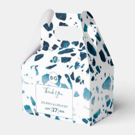 抽象芸術モダンテラゾモザイクブルー結婚ズ フェイバーボックス