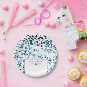 抽象芸術モダンテラゾモザイクブルー結婚ズ ペーパープレート (パーティー)