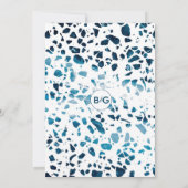 抽象芸術モダンテラゾモザイクブルー結婚ズ 招待状 (裏面)