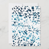 抽象芸術モダンテラッツォモザイク結婚ブルーの招待客 招待状 (裏面)