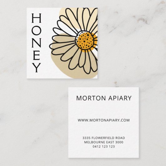 抽象芸術モダンデイジー蜂蜜アピール スクエア名刺 (正面/裏面)