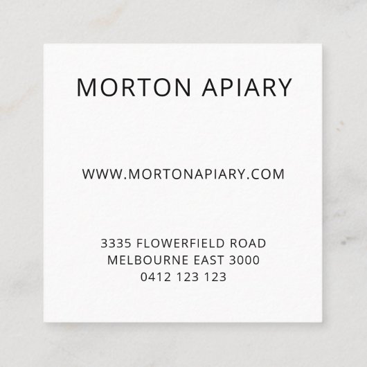 抽象芸術モダンデイジー蜂蜜アピール スクエア名刺 (裏面)