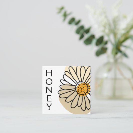 抽象芸術モダンデイジー蜂蜜アピール スクエア名刺 (スタンド正面)