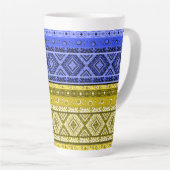 抽象芸術モダンデコ装飾幾何学パッチ カフェラテマグ (右アングル)