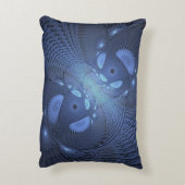 抽象芸術モダントレンディーデュスクブルーフラクタルアート アクセントクッション (裏面(縦))