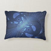 抽象芸術モダントレンディーデュスクブルーフラクタルアート アクセントクッション (裏面)