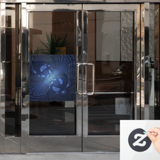 抽象芸術モダントレンディーデュスクブルーフラクタルアート ウィンドウサイン (オフィスドア)