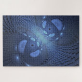 抽象芸術モダントレンディーデュスクブルーフラクタルアート ジグソーパズル (横)