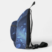 抽象芸術モダントレンディーデュスクブルーフラクタルアート スリングバッグ (右)