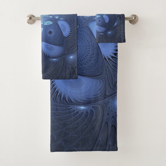 抽象芸術モダントレンディーデュスクブルーフラクタルアート バスタオルセット (インサイチュ)