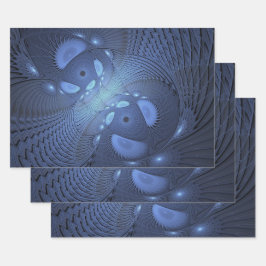 抽象芸術モダントレンディーデュスクブルーフラクタルアート ラッピングペーパーシート