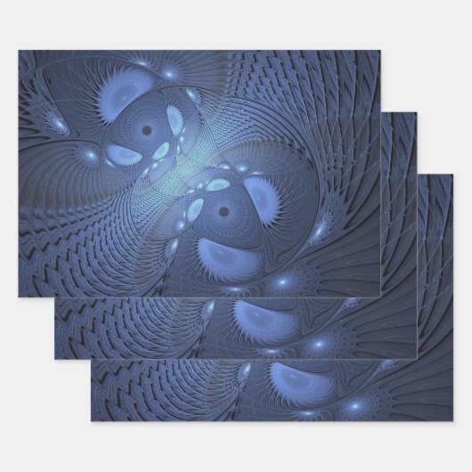 抽象芸術モダントレンディーデュスクブルーフラクタルアート ラッピングペーパーシート (セット)