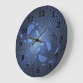抽象芸術モダントレンディーデュスクブルーフラクタルアート ラージ壁時計 (傾斜)