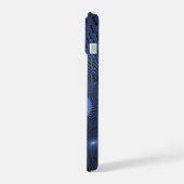 抽象芸術モダントレンディーデュスクブルーフラクタルアート iPhone 15ケース (左側面)