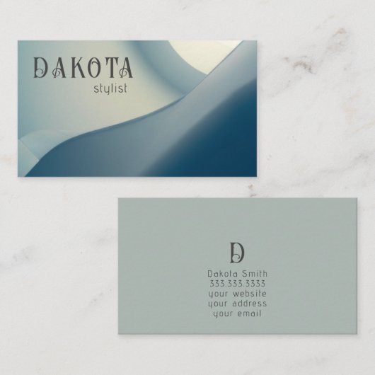 抽象芸術モダントレンディーニュートラルブルー 名刺 (正面/裏面)