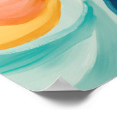 抽象芸術モダントレンディーピンクイエローブルー ポスター (角)