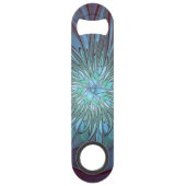 抽象芸術モダントレンディーブルーフラワーフラワーフラクタルアート スピード栓抜き (裏面)