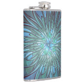 抽象芸術モダントレンディーブルーフラワーフラワーフラクタルアート フラスク (右)