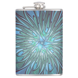 抽象芸術モダントレンディーブルーフラワーフラワーフラクタルアート フラスク