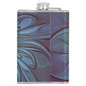 抽象芸術モダントレンディーブルーフラワーフラワーフラクタルアート フラスク (裏面)