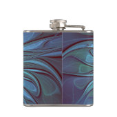抽象芸術モダントレンディーブルーフラワーフラワーフラクタルアート フラスク (裏面)