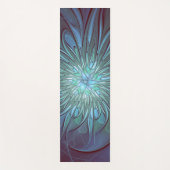 抽象芸術モダントレンディーブルーフラワーフラワーフラクタルアート ヨガマット (正面)